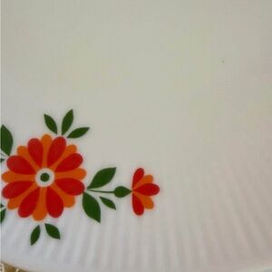 Six Charming ‘70s Side Plates with Orange and Green Flowers